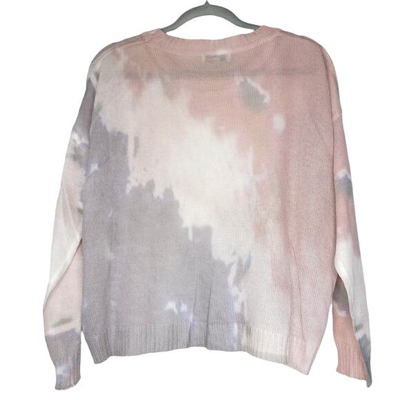 FATE Tie Dye Pink Gray Crew Neck Long Sleeve Light Pullover Sweater Women Sz S - Picture 3 of 6